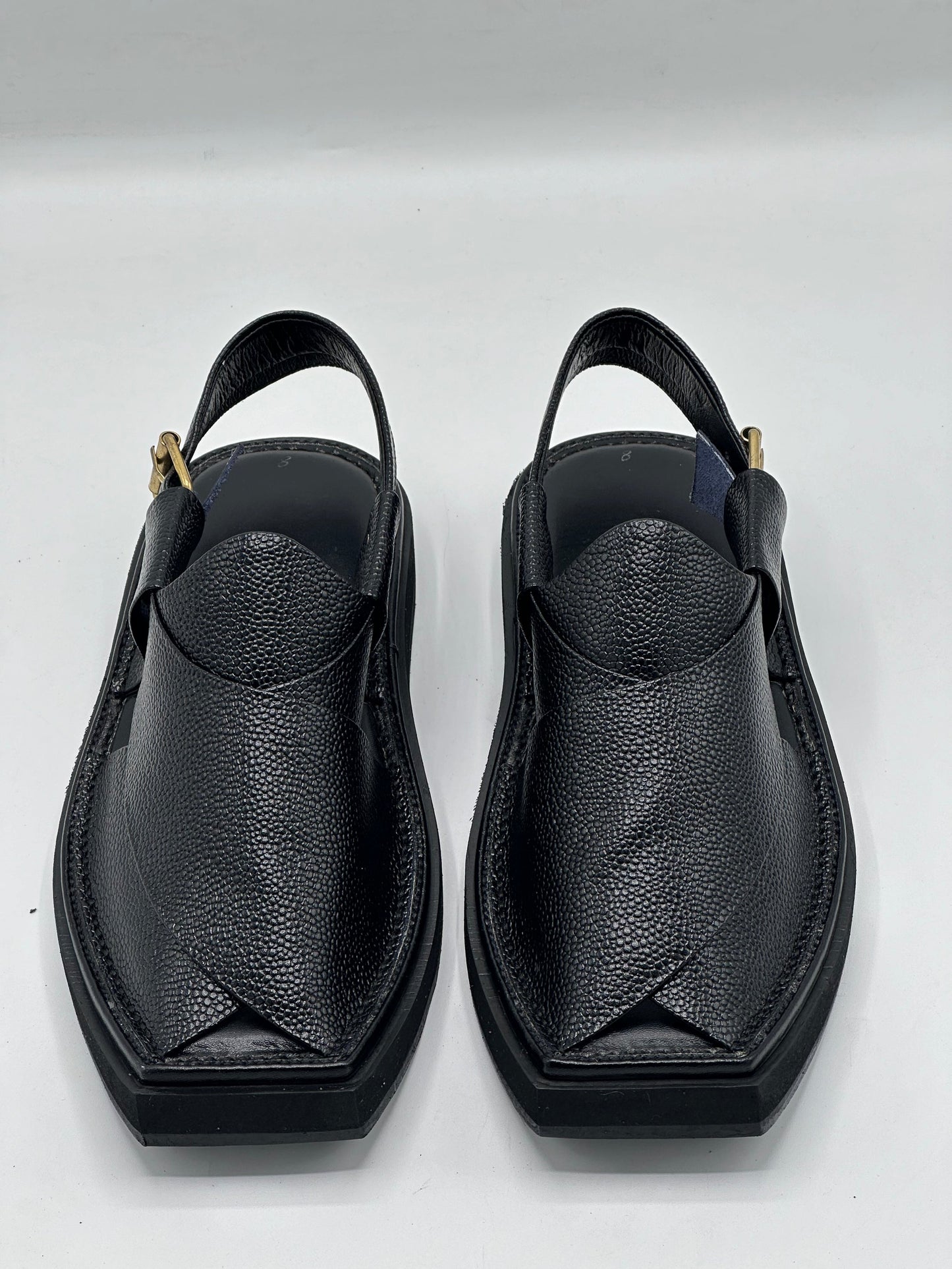 kaptan Chappal Black Dotted